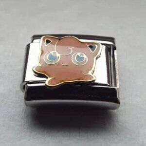 Enamel Jigglypuff pokemon 9mm stainless steel italian charm bracelet link Rare